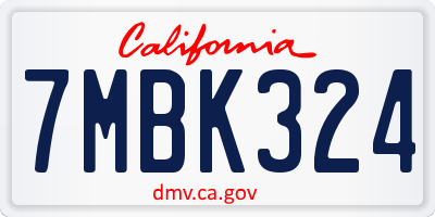 CA license plate 7MBK324
