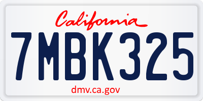 CA license plate 7MBK325