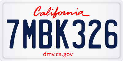 CA license plate 7MBK326