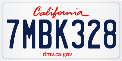 CA license plate 7MBK328