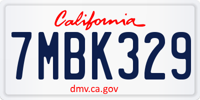 CA license plate 7MBK329
