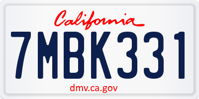 CA license plate 7MBK331