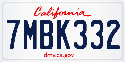 CA license plate 7MBK332