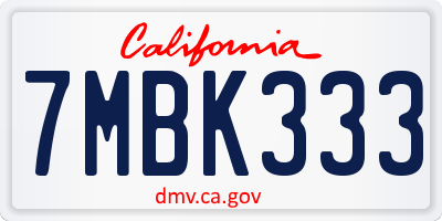 CA license plate 7MBK333