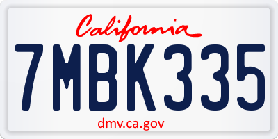 CA license plate 7MBK335