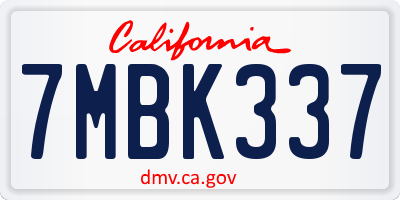 CA license plate 7MBK337
