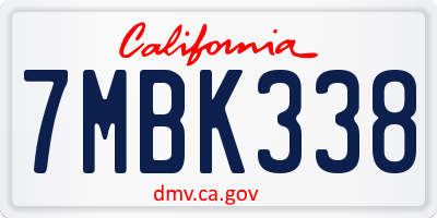 CA license plate 7MBK338
