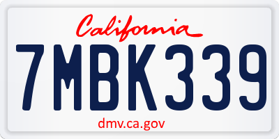CA license plate 7MBK339