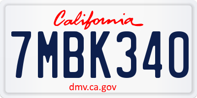 CA license plate 7MBK340