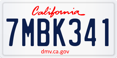 CA license plate 7MBK341