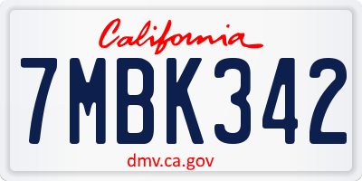 CA license plate 7MBK342