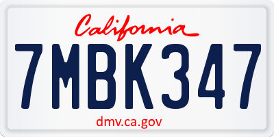 CA license plate 7MBK347