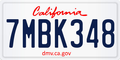 CA license plate 7MBK348