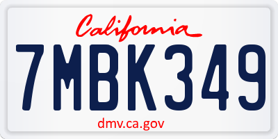 CA license plate 7MBK349