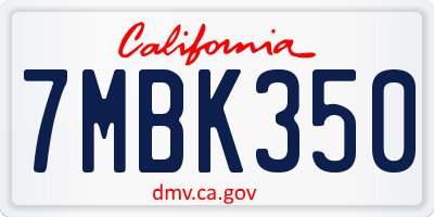 CA license plate 7MBK350
