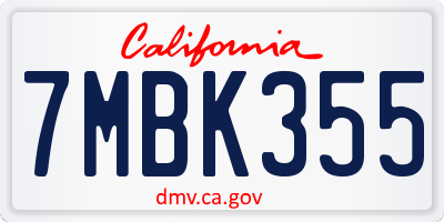 CA license plate 7MBK355