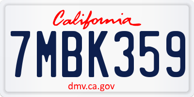 CA license plate 7MBK359