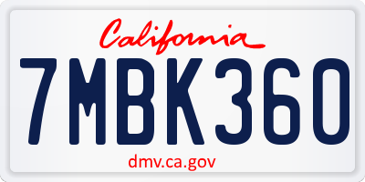 CA license plate 7MBK360