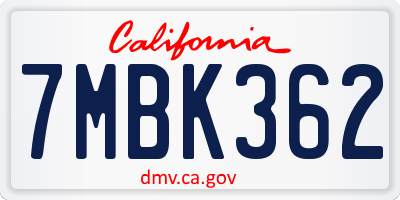 CA license plate 7MBK362