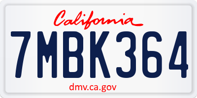 CA license plate 7MBK364