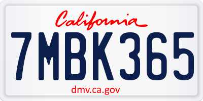 CA license plate 7MBK365