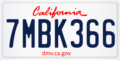 CA license plate 7MBK366