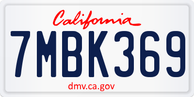 CA license plate 7MBK369