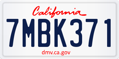 CA license plate 7MBK371