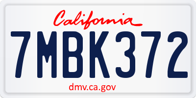 CA license plate 7MBK372