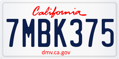 CA license plate 7MBK375
