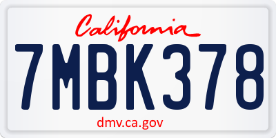 CA license plate 7MBK378