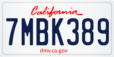 CA license plate 7MBK389