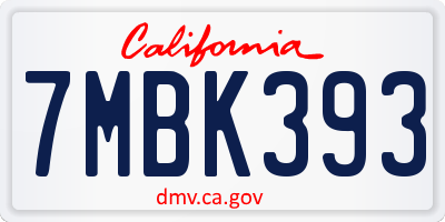 CA license plate 7MBK393