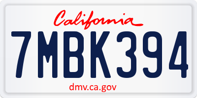 CA license plate 7MBK394