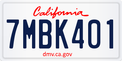 CA license plate 7MBK401