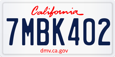 CA license plate 7MBK402
