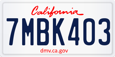 CA license plate 7MBK403