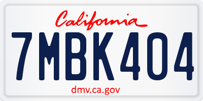 CA license plate 7MBK404
