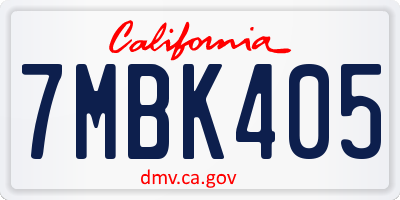 CA license plate 7MBK405