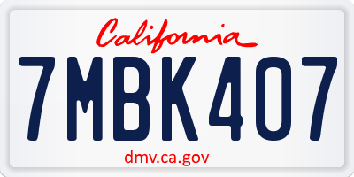 CA license plate 7MBK407