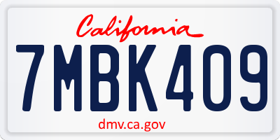 CA license plate 7MBK409