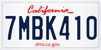 CA license plate 7MBK410