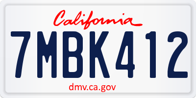 CA license plate 7MBK412