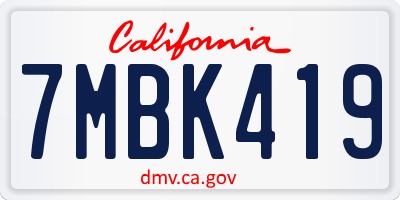 CA license plate 7MBK419