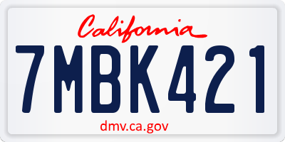 CA license plate 7MBK421