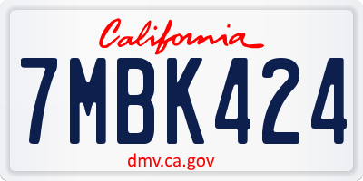 CA license plate 7MBK424