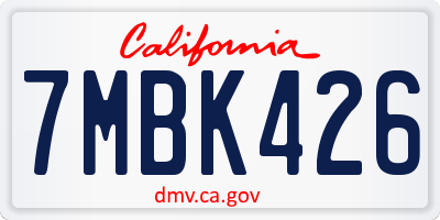 CA license plate 7MBK426