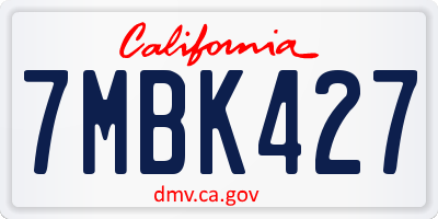 CA license plate 7MBK427