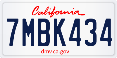 CA license plate 7MBK434