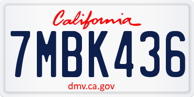 CA license plate 7MBK436